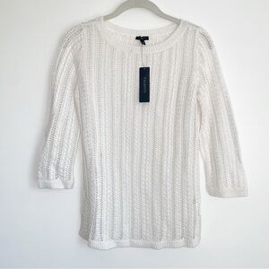 NWT Talbots White Knit Sweater Petite